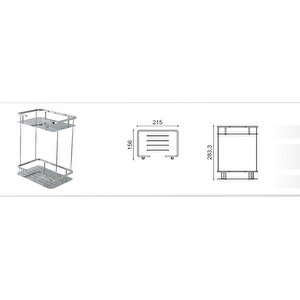 Paslanmaz Pirinç Lidya Iki'li 15x22 Cm Şampuanlık Süngerlik Köşeliği Duş Banyo Rafı