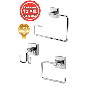 Paslanmaz Pirinç Wc 3 ' Lü Set-banyo Aksesuar Vizyon - Havluluk-tuvalet Kağıtlık-askılık