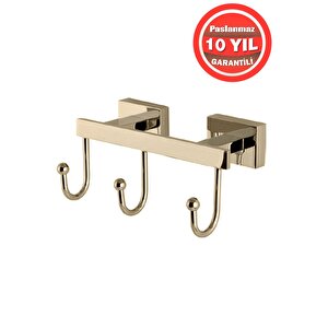 Paslanmaz Pirinç Kenzo 3'lü Set Askılık Altın Gold