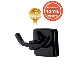 Paslanmaz Pirinç Mat Siyah Kumru Çifli Bornozluk Askılık Havlu Askısı