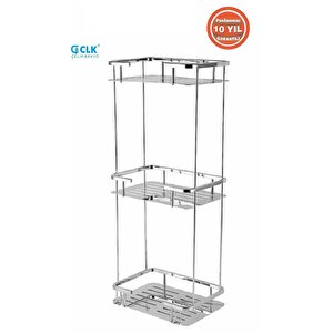 Paslanmaz Pirinç Lidya 3'lü 15x22 Cm Şampuanlık Banyo Rafı
