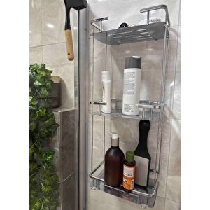 Paslanmaz Pirinç Lidya 3'lü 15x22 Cm Şampuanlık Banyo Rafı