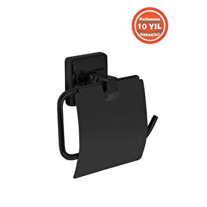 Paslanmaz Pirinç Kumru Tuvalet Kağıtlık Kapaklı Mat Siyah