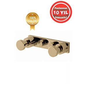 Paslanmaz Pirinç Altın Gold Flora Askılık İkili Askılık Banyo Askısı