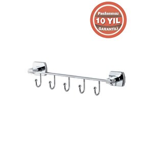 Paslanmaz Pirinç Milano 5'li Askılık Havluluk Banyo Askısı