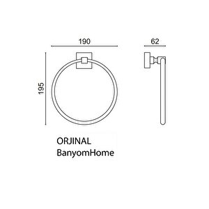 Paslanmaz Pirinç Kumru Mat Siyah Yuvarlak Havluluk
