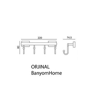 Paslanmaz Pirinç  Askılık 4’lü Havluluk Banyo Askısı