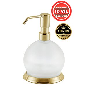 Paslanmaz Pirinç Camlı Küre Sıvı Sabunluk Altın Gold