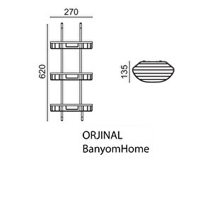 Paslanmaz Pirinç Duşakabin İçin 3'lü Oval  Şampuanlık