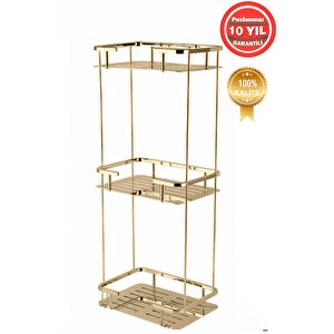 Paslanmaz Pirinç Lidya 15x22cm Şampuanlık Banyo Rafı Altın Gold
