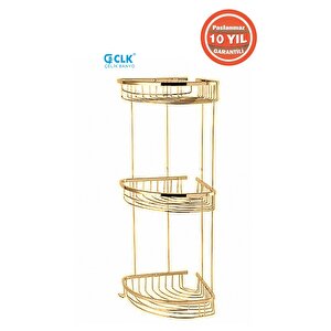 Paslanmaz Pirinç Destina 3'lü 19*19 Cm Şampuanlık Süngerlik Köşelik Altın