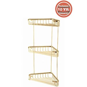 Paslanmaz Pirinç 18x18 Cm Şampuanlık Köşe Süngerlik Altın Gold