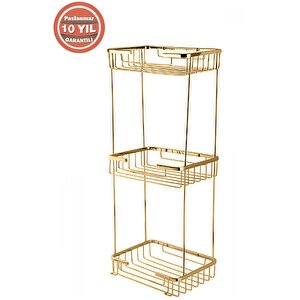 Paslanmaz Pirinç Taci 22x15cm Şampuanlık Banyo Rafı Altın Gold