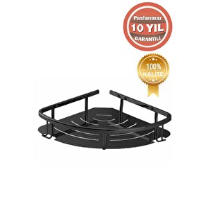 Paslanmaz Pirinç Mat Siyah Marin 19x19 Cm Şampuanlık Süngerlik Köşelik