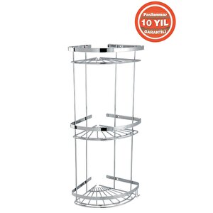 Paslanmaz Çelik Zirve 3'lü 19x19 Cm Şampuanlık Banyo Rafı