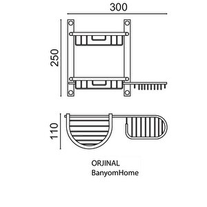 Paslanmaz Pirinç 30x11 Yuvarlak Set Şampuanlık Banyo Rafı