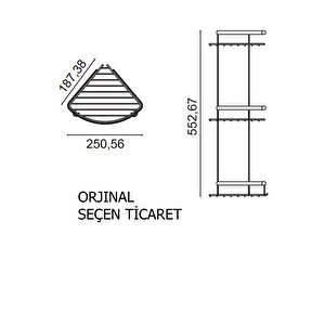 Paslanmaz Çelik Zerrin 3'lü 19x19 Cm Şampuanlık Banyo Rafı Süngerlik Mat Siyah
