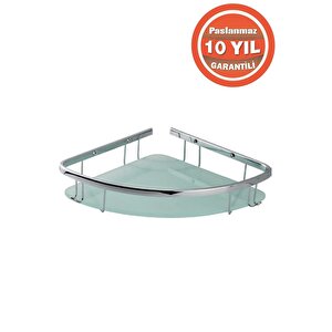 Paslanmaz Pirinç Karmina Tekli 18x18 Cm Camlı Şampuanlık Süngerlik Köşelik