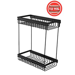 Paslanmaz Pirinç Mat Siyah 12x25 Cm Swwor Şampuanlık Köşeliği Duş Banyo Rafı
