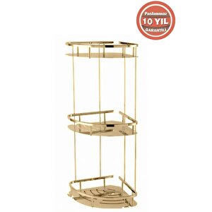 Paslanmaz Pirinç Marin 3'lü 19x19 Cm Şampuanlık Süngerlik Köşelik Altn Gold