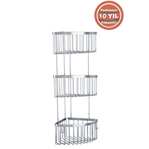 Derin Şampuanlık Paslanmaz Pirinç 3'lü 19x19 Cm Şampuanlık Köşe Süngerlik