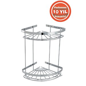 Paslanmaz Çelik Zirve 2'li 19x19 Cm Şampuanlık Banyo Rafı