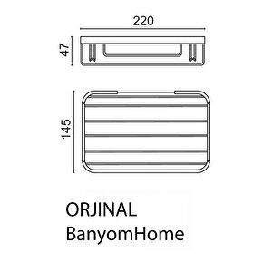Paslanmaz Pirinç Tekli Taci 22x15 Cm Şampuanlık Banyo Rafı