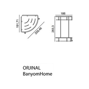 Paslanmaz Pirinç Marin Mat Siyah 2'li 19x19 Cm Şampuanlık Banyo Rafı Köşelik