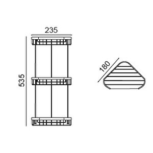Paslanmaz Pirinç Eda 3'lü 18x18 Cm Şampuanlık Banyo Rafı