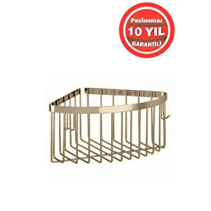 Derin Şampuanlık Paslanmaz Pirinç 1'li 20x20 Cm Şampuanlık Banyo Rafı Altın Gold