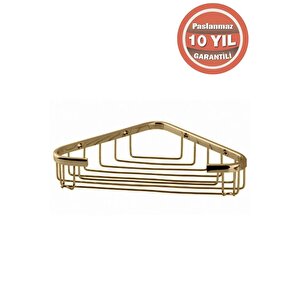 Paslanmaz Pirinç 1'li 18x18 Cm Şampuanlık Banyo Rafı Altın Gold