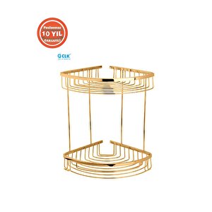 Paslanmaz Pirinç Destina 2'li 19*19 Cm Şampuanlık Süngerlik Köşelik Altın(gold)