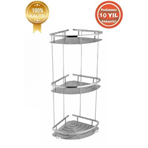 Paslanmaz Pirinç Marin 3'lü 19×19 Cm Şampuanlık Banyo Rafı
