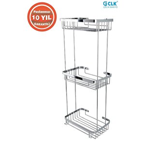 Paslanmaz Çelik Taci 3’lü 23x15 Cm Şampuanlık Köşe Süngerlik
