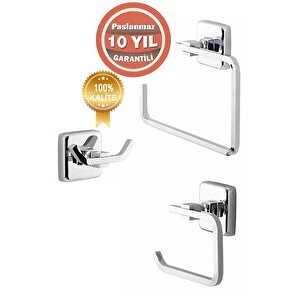 Paslanmaz Pirinç Banyo Aksesuar Seti Tuvalet Kağıtlığı-havluluk - Askılık