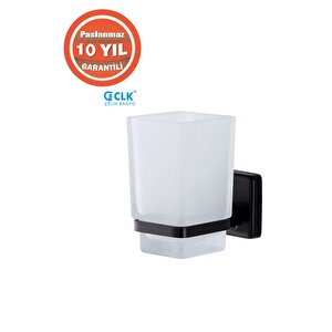 Paslanmaz Pirinç Camlı Kumru Diş Fırçalık Mat Siyah