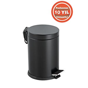 Paslanmaz Çelik 3 Litre Pedallı Banyo Çöp Kovası Siyah