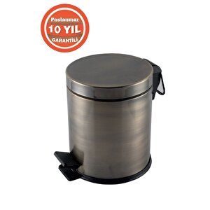 Paslanmaz Çelik 5 Litre Pedallı Banyo Çöp Kovası Antik