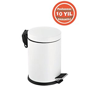 Paslanmaz Çelik 3 Litre Pedallı Banyo Çöp Kovası Beyaz