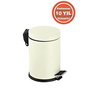 Paslanmaz Çelik 3 Litre Pedallı Banyo Çöp Kovası Krem