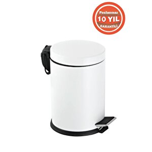 Paslanmaz Çelik 5 Litre Pedallı Banyo Çöp Kovası Beyaz