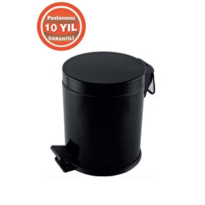 Paslanmaz Çelik Mat Siyah 12 Litre Pedallı Banyo Çöp Kovası