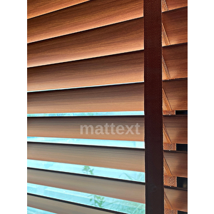 Kahverengi Redektörlü Kurdelalı Ahşap Jaluzi