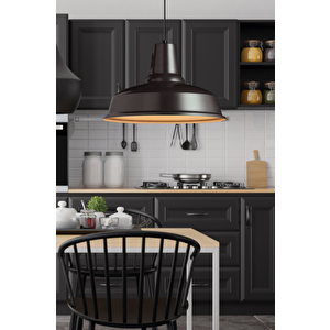 Grand Siyah Metal Tekli Avize Sarkıt Salon Mutfak Ofis Cafe Butik Lamba Aydınlatma Avizeler