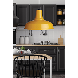 Grand Sarı Metal Tekli Avize Sarkıt Salon Mutfak Ofis Cafe Butik Lamba Aydınlatma Avizeler