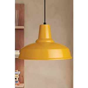 Grand Sarı Metal Tekli Avize Sarkıt Salon Mutfak Ofis Cafe Butik Lamba Aydınlatma Avizeler