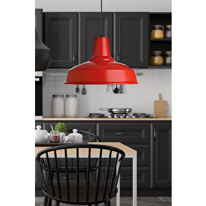 Grand Kırmızı Metal Tekli Avize Sarkıt Salon Mutfak Ofis Cafe Butik Lamba Aydınlatma Avizeler