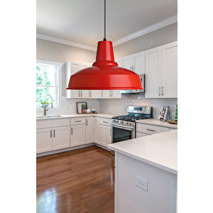 Grand Kırmızı Metal Tekli Avize Sarkıt Salon Mutfak Ofis Cafe Butik Lamba Aydınlatma Avizeler