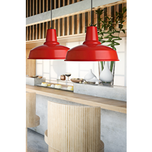 Grand Kırmızı Metal Tekli Avize Sarkıt Salon Mutfak Ofis Cafe Butik Lamba Aydınlatma Avizeler