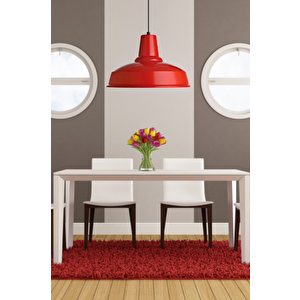 Grand Kırmızı Metal Tekli Avize Sarkıt Salon Mutfak Ofis Cafe Butik Lamba Aydınlatma Avizeler